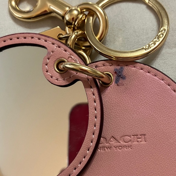 Coach Pink and Brown Signature C Bag Charm/Key Holder mirror gold hardware - Picture 6 of 15